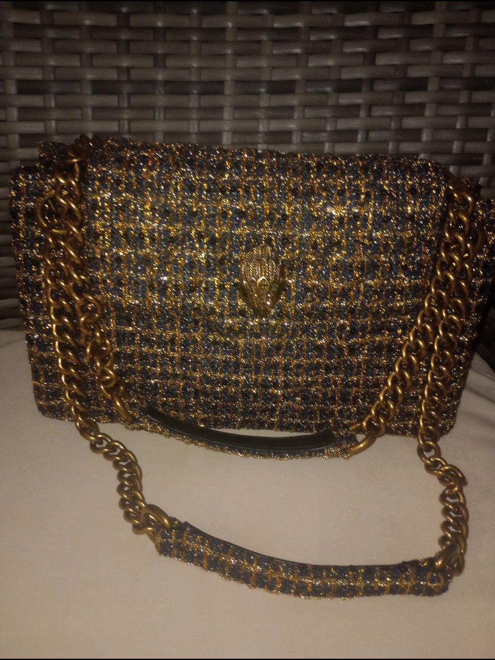 Kurt Gieger Gold And Black Tweed Shoulder Bag